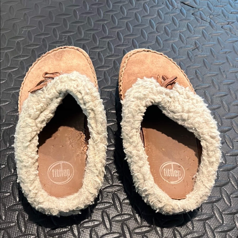 Fitflop Tan and Cream Cozy Slippers